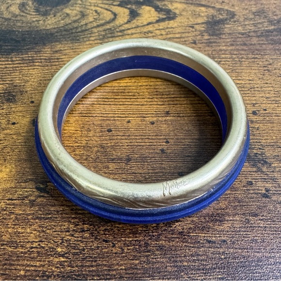 Claude Montana Gold and Blue Bangle Bracelet Vintage 90’s Size 8 - Picture 11 of 13